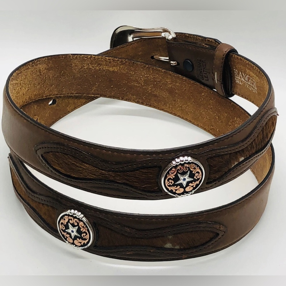 Ranger Belt Company Genuine Leather, Cowhide Hair Belt Star  Concho WB3220 Sz 44